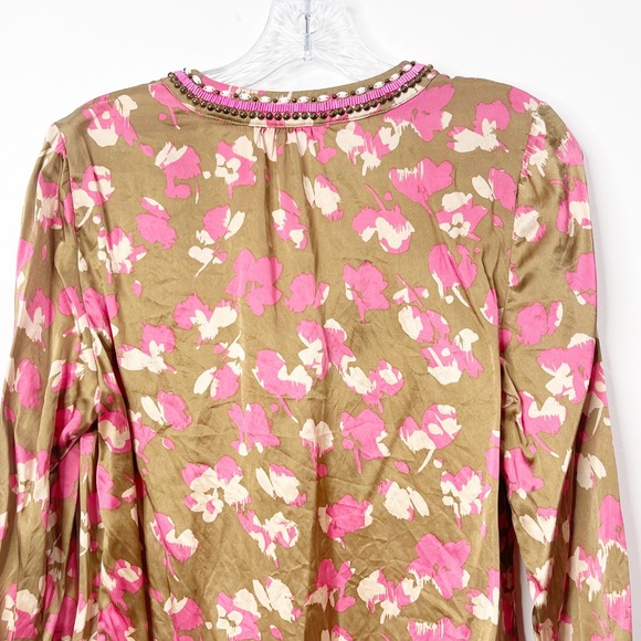 Boden Abstract Print Floral Silk Blouse Size 8 - Picture 12 of 14